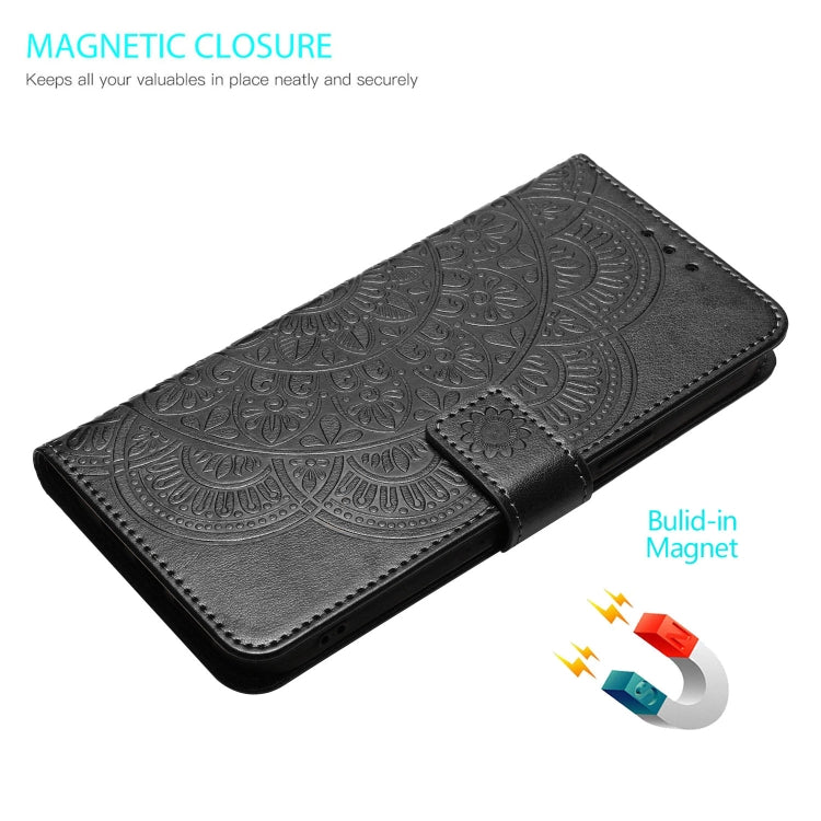 For Motorola Edge 2024 Flower Embossed Leather Phone Case(Black) - Motorola Cases by PMC Jewellery | Online Shopping South Africa | PMC Jewellery | Buy Now Pay Later Mobicred