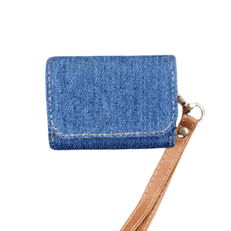 For AirPods Pro 2 Cowboy Fabric Texture PU Headset Protective Bag(Blue) - For AirPods Pro 2 by PMC Jewellery | Online Shopping South Africa | PMC Jewellery | Buy Now Pay Later Mobicred