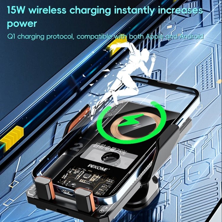 WEKOME WP-U208 15W Mechanical Transparent Wireless Charging Car Holder(Grey) - Wireless Charger Holders by WK | Online Shopping South Africa | PMC Jewellery | Buy Now Pay Later Mobicred