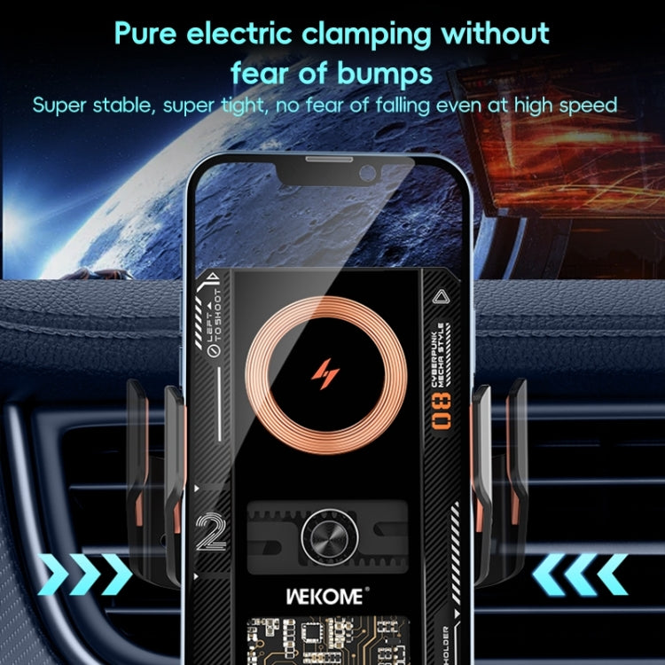 WEKOME WP-U208 15W Mechanical Transparent Wireless Charging Car Holder(Grey) - Wireless Charger Holders by WK | Online Shopping South Africa | PMC Jewellery | Buy Now Pay Later Mobicred