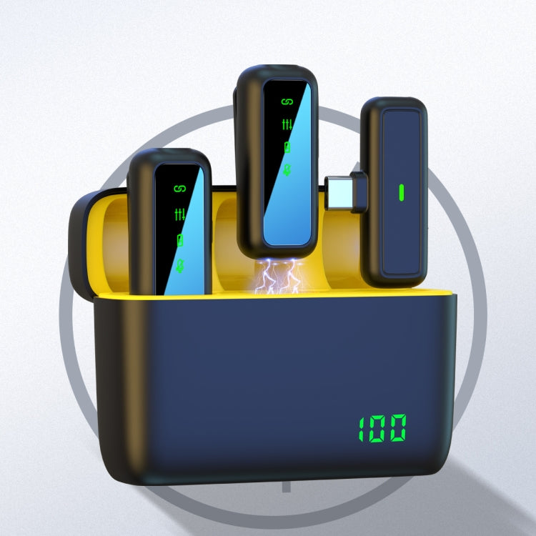 SX6 1 TX + 2 RX Lavalier Wireless Microphone with Digital Display Charging Box, Specification:Type-C(Yellow) - free shipping - PMC Jewellery - Order now!