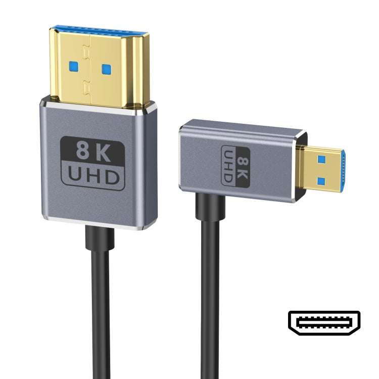 60cm Coaxial Micro HDMI to HDMI 8K UHD 48Gbps Video Connection Cable, Style:Right Elbow - Cable by PMC Jewellery | Online Shopping South Africa | PMC Jewellery | Buy Now Pay Later Mobicred