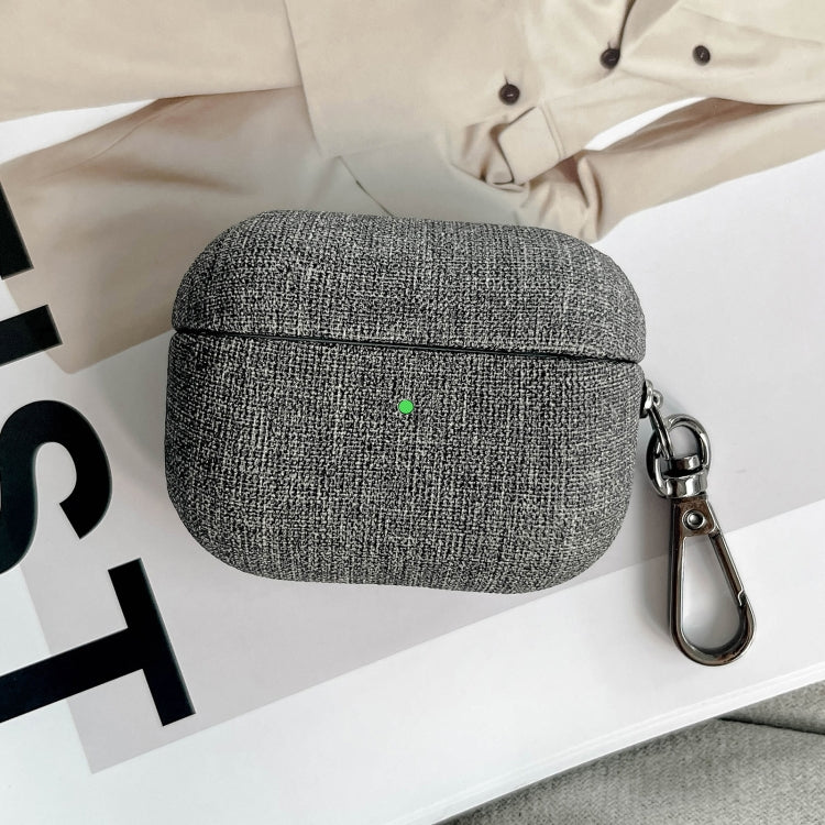 For AirPods Pro 2 Fine Cloth Texture Earbuds Box PC Case with Hook(Grey) - For AirPods Pro 2 by PMC Jewellery | Online Shopping South Africa | PMC Jewellery | Buy Now Pay Later Mobicred