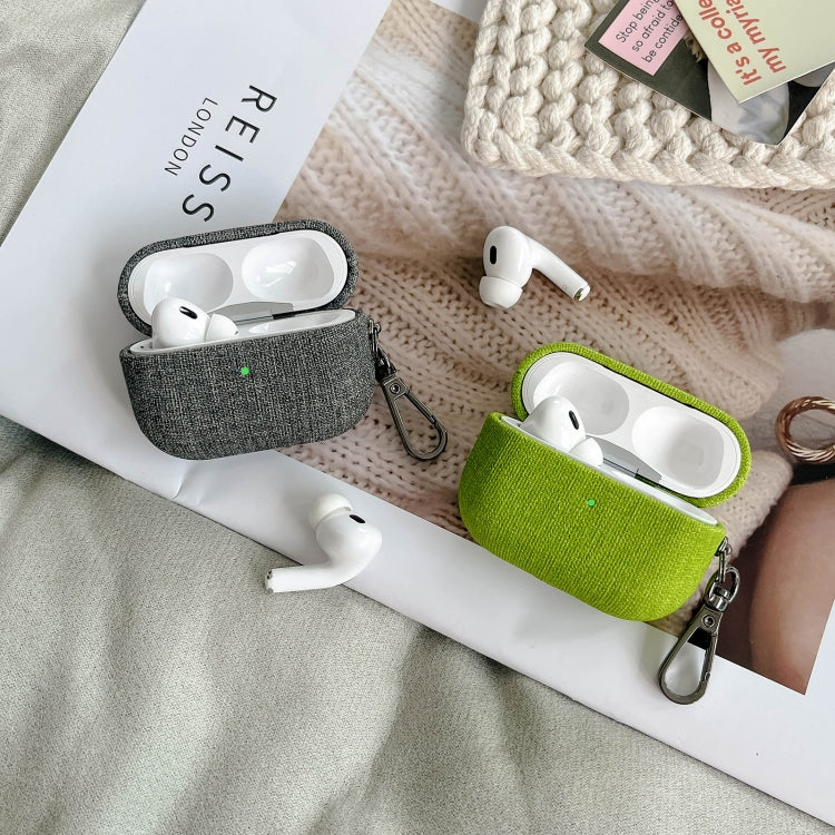For AirPods 3 Fine Cloth Texture Earbuds Box PC Case with Hook(Blue) - For AirPods 3 by PMC Jewellery | Online Shopping South Africa | PMC Jewellery | Buy Now Pay Later Mobicred