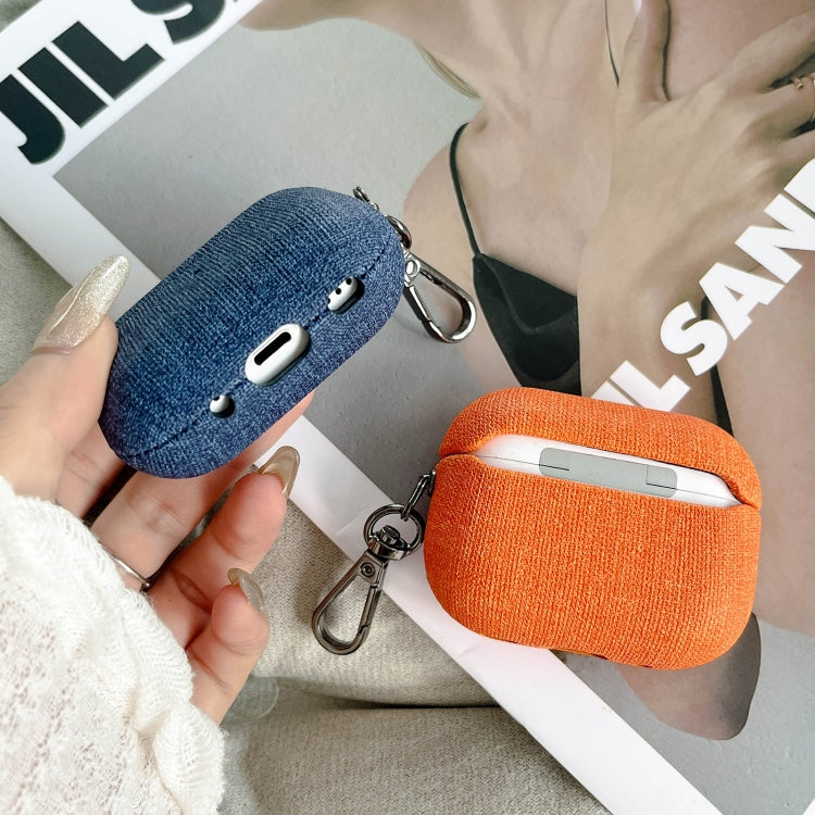 For AirPods Pro Fine Cloth Texture Earbuds Box PC Case with Hook(Green) - For AirPods Pro by PMC Jewellery | Online Shopping South Africa | PMC Jewellery | Buy Now Pay Later Mobicred