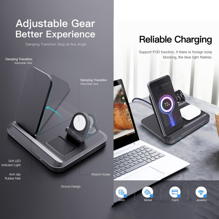 DW08 15W 3 in 1 Folding Wireless Charger(White) - Wireless Charger by PMC Jewellery | Online Shopping South Africa | PMC Jewellery | Buy Now Pay Later Mobicred