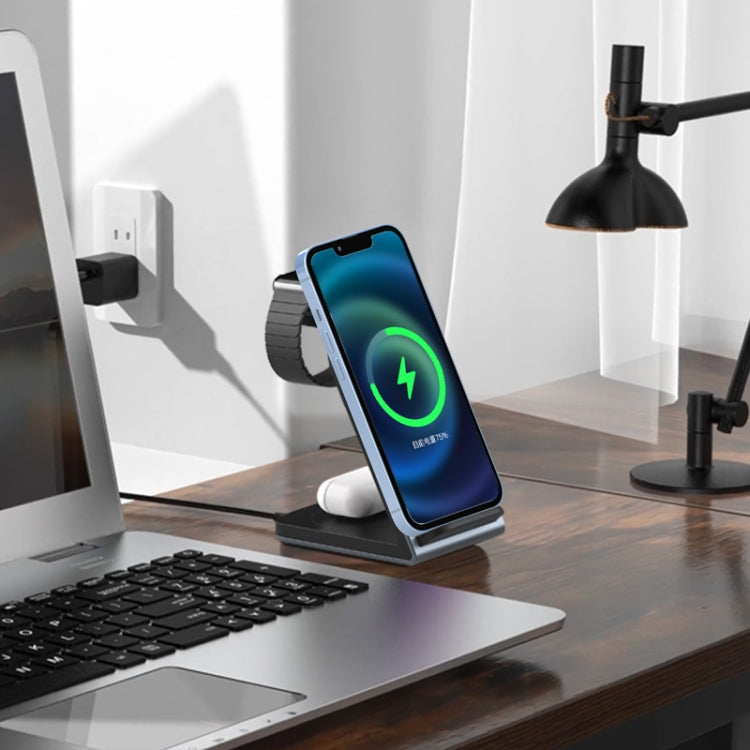 SW17 3 in 1 Metal Vertical Wireless Charger(Tarnish) - Wireless Charger by PMC Jewellery | Online Shopping South Africa | PMC Jewellery | Buy Now Pay Later Mobicred