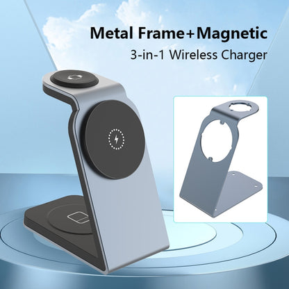 SW18 3 in 1 Metal Magnetic Wireless Charger(Silver) - Wireless Charger by PMC Jewellery | Online Shopping South Africa | PMC Jewellery | Buy Now Pay Later Mobicred