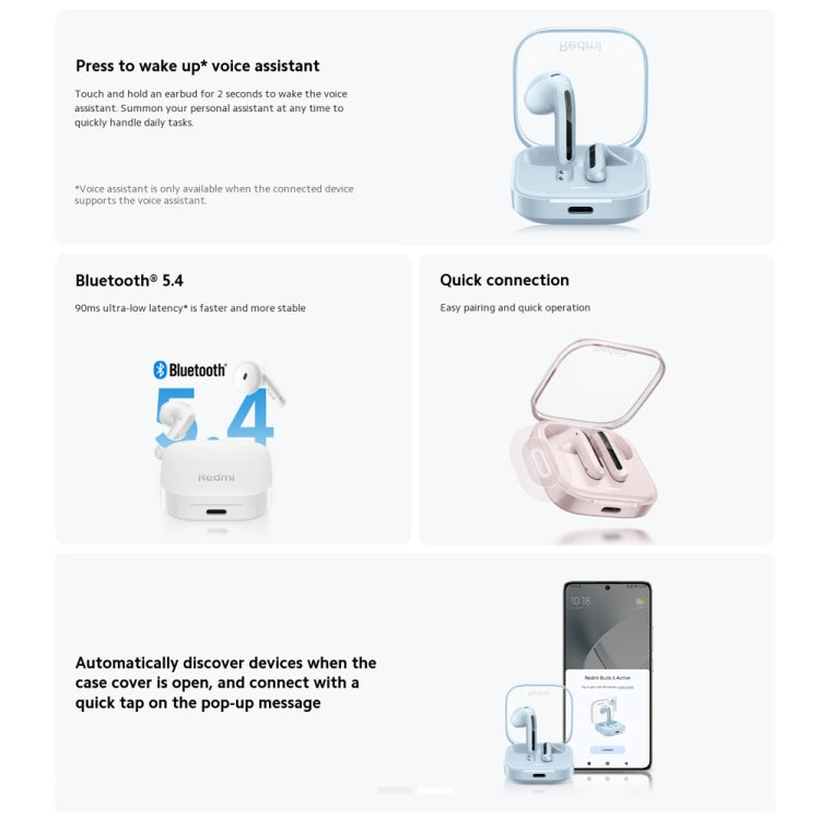 Original Xiaomi Redmi Buds 6 Active BT5.4 In-ear True Wireless Earbuds(Blue) - In Ear Wired Earphone by Xiaomi | Online Shopping South Africa | PMC Jewellery | Buy Now Pay Later Mobicred