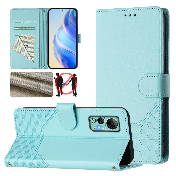 For Ulefone Note 14 Honeycomb Embossing RFID Leather Phone Case(Mint Green) - Ulefone Cases by PMC Jewellery | Online Shopping South Africa | PMC Jewellery | Buy Now Pay Later Mobicred