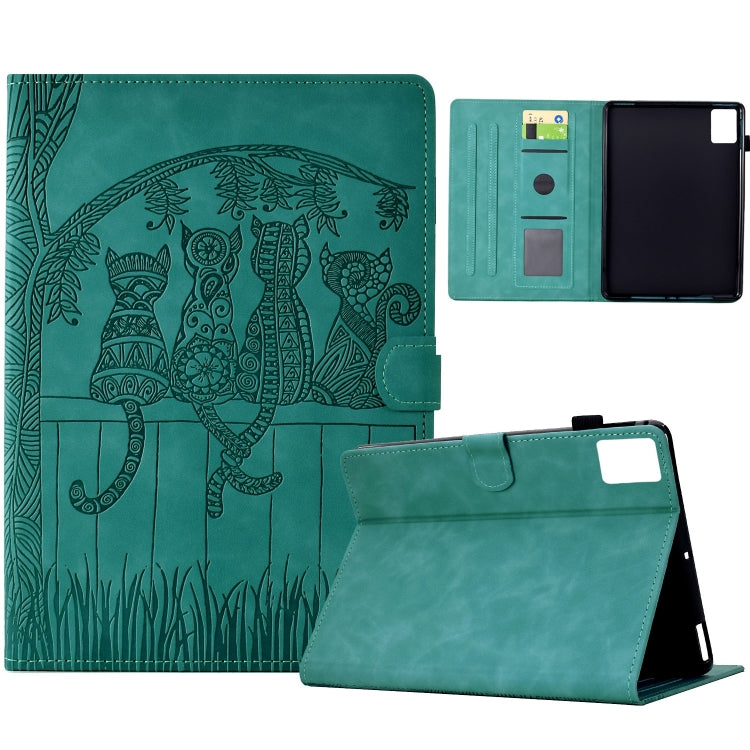 For Lenovo Tab M11 / Xiaoxin Pad 2024 Cats Embossed Leather Smart Tablet Case(Light Blue) - Lenovo by PMC Jewellery | Online Shopping South Africa | PMC Jewellery | Buy Now Pay Later Mobicred