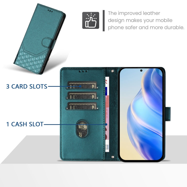 For Sony Xperia 1 VI 2024 Honeycomb Embossing RFID Leather Phone Case(Peacock Green) - Sony Cases by PMC Jewellery | Online Shopping South Africa | PMC Jewellery | Buy Now Pay Later Mobicred