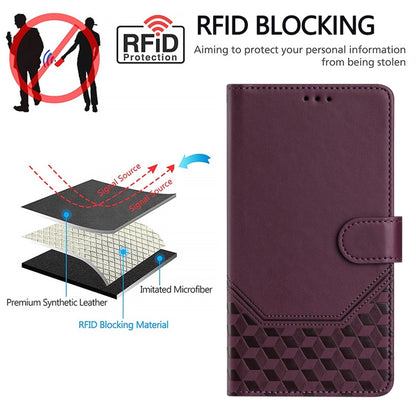 For Sony Xperia 1 VI 2024 Honeycomb Embossing RFID Leather Phone Case(Violet) - Sony Cases by PMC Jewellery | Online Shopping South Africa | PMC Jewellery | Buy Now Pay Later Mobicred