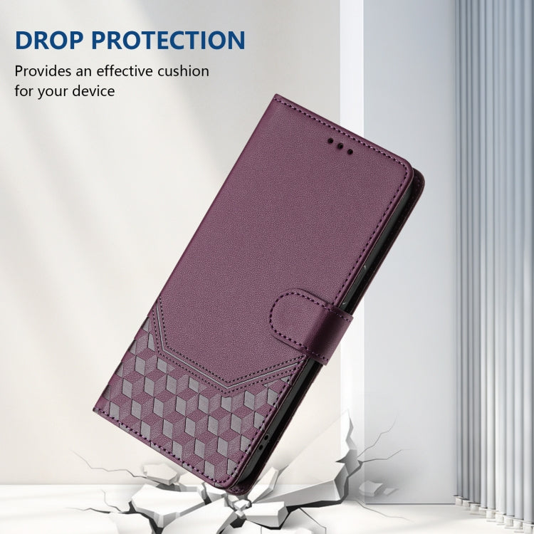 For Sony Xperia 1 VI 2024 Honeycomb Embossing RFID Leather Phone Case(Violet) - Sony Cases by PMC Jewellery | Online Shopping South Africa | PMC Jewellery | Buy Now Pay Later Mobicred