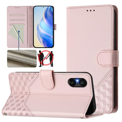 For Sony Xperia 5 VI 2024 Honeycomb Embossing RFID Leather Phone Case(Pink) - Sony Cases by PMC Jewellery | Online Shopping South Africa | PMC Jewellery | Buy Now Pay Later Mobicred