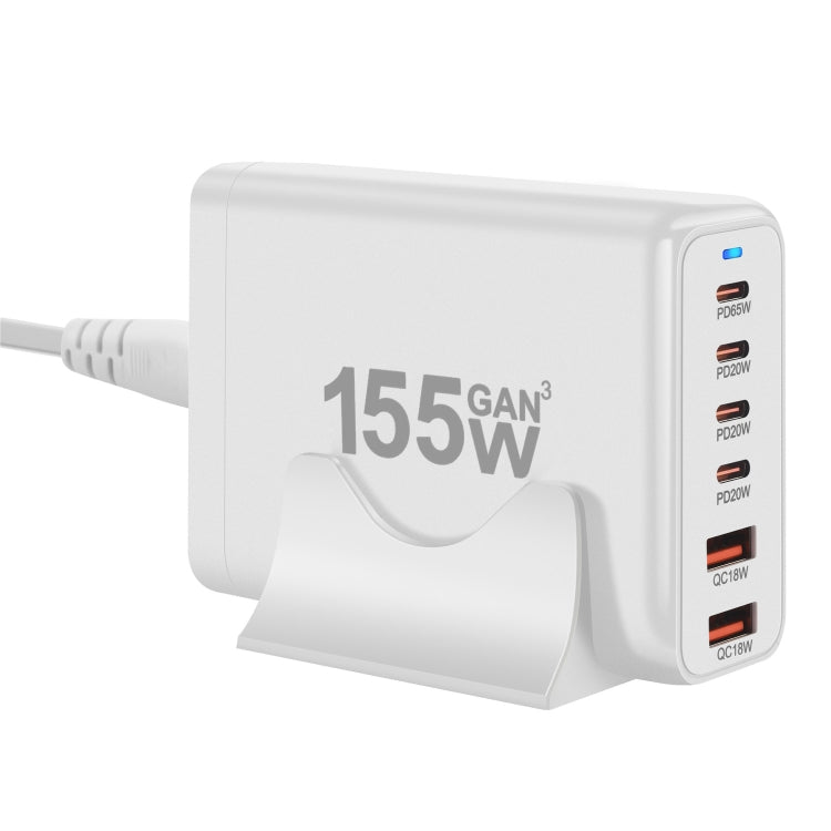 155W 4Type-C, 2USB 6-Ports Desktop Fast Charger, Plug Type:UK Plug(White) - Multifunction Charger by PMC Jewellery | Online Shopping South Africa | PMC Jewellery | Buy Now Pay Later Mobicred