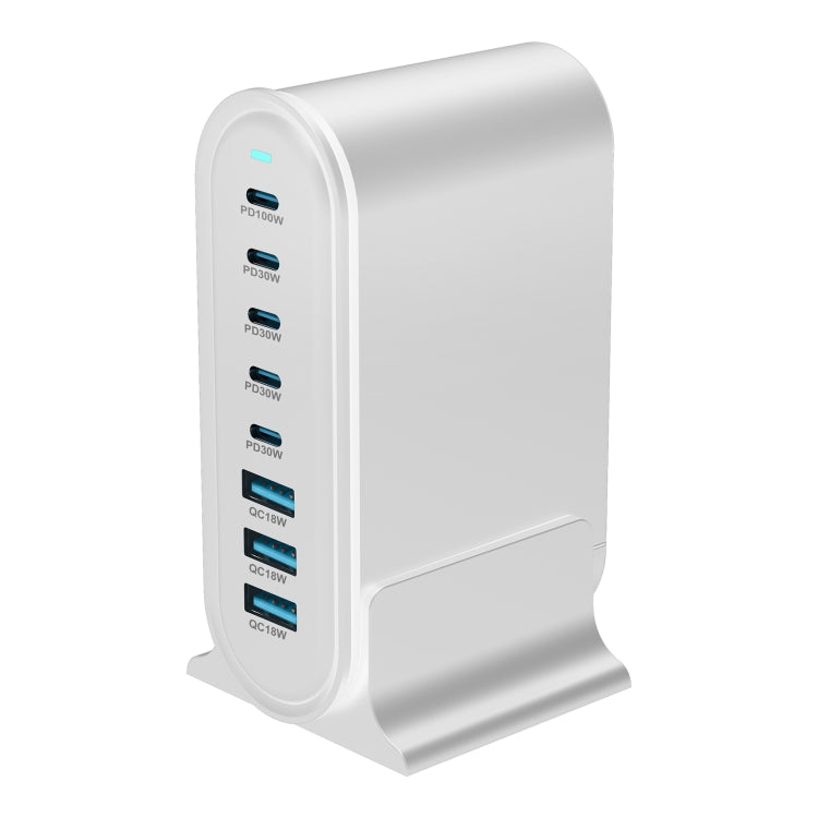 YMX-968 268W 5Type-C, 3USB 8-Ports Desktop Fast Charger, Plug Type:US Plug(White) - Multifunction Charger by PMC Jewellery | Online Shopping South Africa | PMC Jewellery | Buy Now Pay Later Mobicred