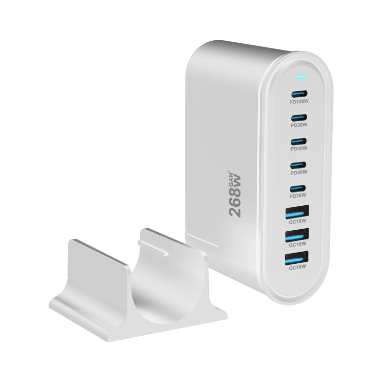 YMX-968 268W 5Type-C, 3USB 8-Ports Desktop Fast Charger, Plug Type:US Plug(White) - Multifunction Charger by PMC Jewellery | Online Shopping South Africa | PMC Jewellery | Buy Now Pay Later Mobicred