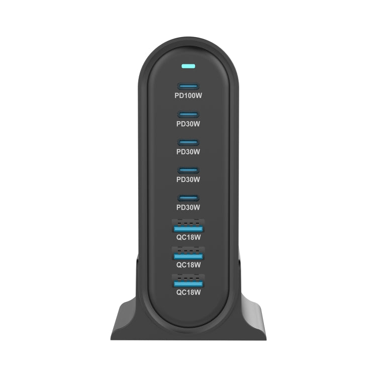 YMX-968 268W 5Type-C, 3USB 8-Ports Desktop Fast Charger, Plug Type:UK Plug(Black) - Multifunction Charger by PMC Jewellery | Online Shopping South Africa | PMC Jewellery | Buy Now Pay Later Mobicred