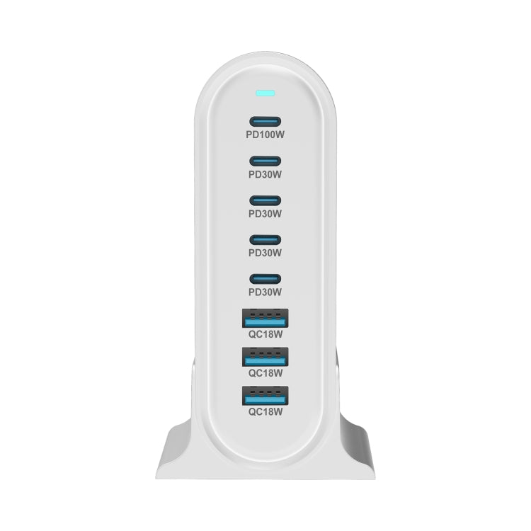 YMX-968 268W 5Type-C, 3USB 8-Ports Desktop Fast Charger, Plug Type:AU Plug(White) - Multifunction Charger by PMC Jewellery | Online Shopping South Africa | PMC Jewellery | Buy Now Pay Later Mobicred