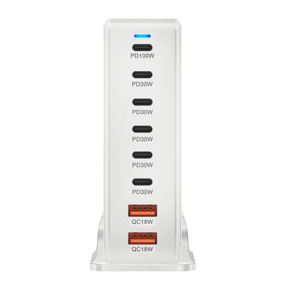 YMX-986 286W 6 Type-C, 2 USB 8-Ports Desktop Fast Charger, Plug Type:US Plug(White) - Multifunction Charger by PMC Jewellery | Online Shopping South Africa | PMC Jewellery | Buy Now Pay Later Mobicred