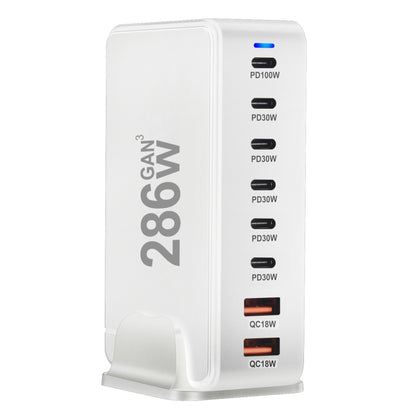 YMX-986 286W 6 Type-C, 2 USB 8-Ports Desktop Fast Charger, Plug Type:US Plug(White) - Multifunction Charger by PMC Jewellery | Online Shopping South Africa | PMC Jewellery | Buy Now Pay Later Mobicred