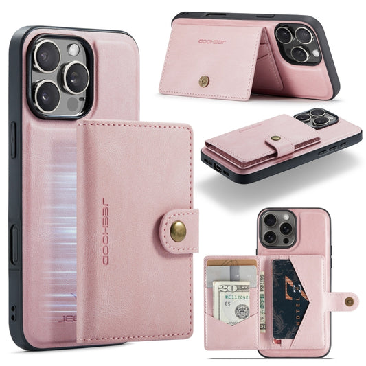 For iPhone 16 Pro JEEHOOD J01 Retro Magnetic Detachable Wallet Phone Case(Pink) - iPhone 16 Pro Cases by JEEHOOD | Online Shopping South Africa | PMC Jewellery | Buy Now Pay Later Mobicred