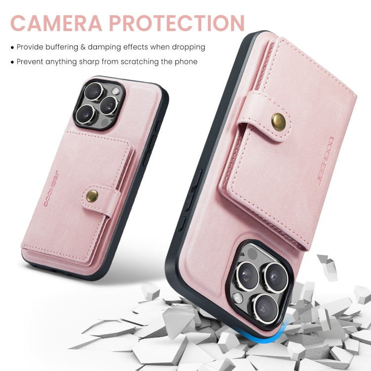 For iPhone 16 Pro JEEHOOD J01 Retro Magnetic Detachable Wallet Phone Case(Pink) - iPhone 16 Pro Cases by JEEHOOD | Online Shopping South Africa | PMC Jewellery | Buy Now Pay Later Mobicred