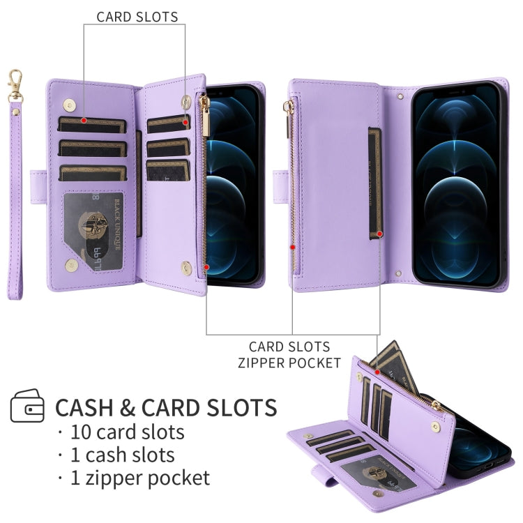 For iPhone 16 Pro Max Crossbody Zipper Wallet Rhombus Leather Phone Case(Purple) - iPhone 16 Pro Max Cases by PMC Jewellery | Online Shopping South Africa | PMC Jewellery | Buy Now Pay Later Mobicred