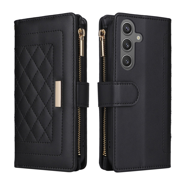 For Samsung Galaxy S24 5G Crossbody Zipper Wallet Rhombus Leather Phone Case(Black) - Galaxy S24 5G Cases by PMC Jewellery | Online Shopping South Africa | PMC Jewellery | Buy Now Pay Later Mobicred