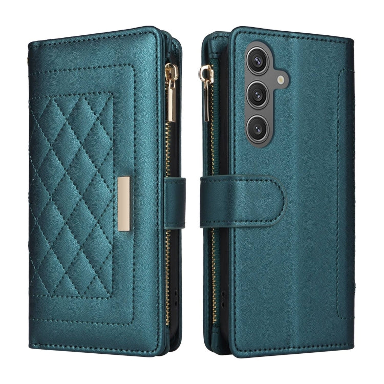 For Samsung Galaxy S24 5G Crossbody Zipper Wallet Rhombus Leather Phone Case(Green) - Galaxy S24 5G Cases by PMC Jewellery | Online Shopping South Africa | PMC Jewellery | Buy Now Pay Later Mobicred