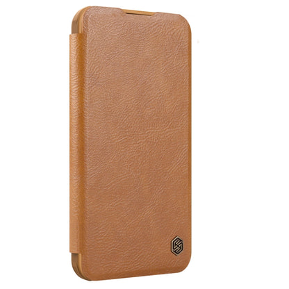 For iPhone 16 NILLKIN Qin Prop Series Flip Camera Cover Design Leather Phone Case(Brown) - iPhone 16 Cases by NILLKIN | Online Shopping South Africa | PMC Jewellery | Buy Now Pay Later Mobicred