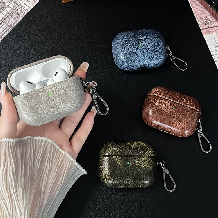 For AirPods 4 Retro Oil Leather Bluetooth Earphones Protective Case(Coffee) - For AirPods 4 by PMC Jewellery | Online Shopping South Africa | PMC Jewellery | Buy Now Pay Later Mobicred
