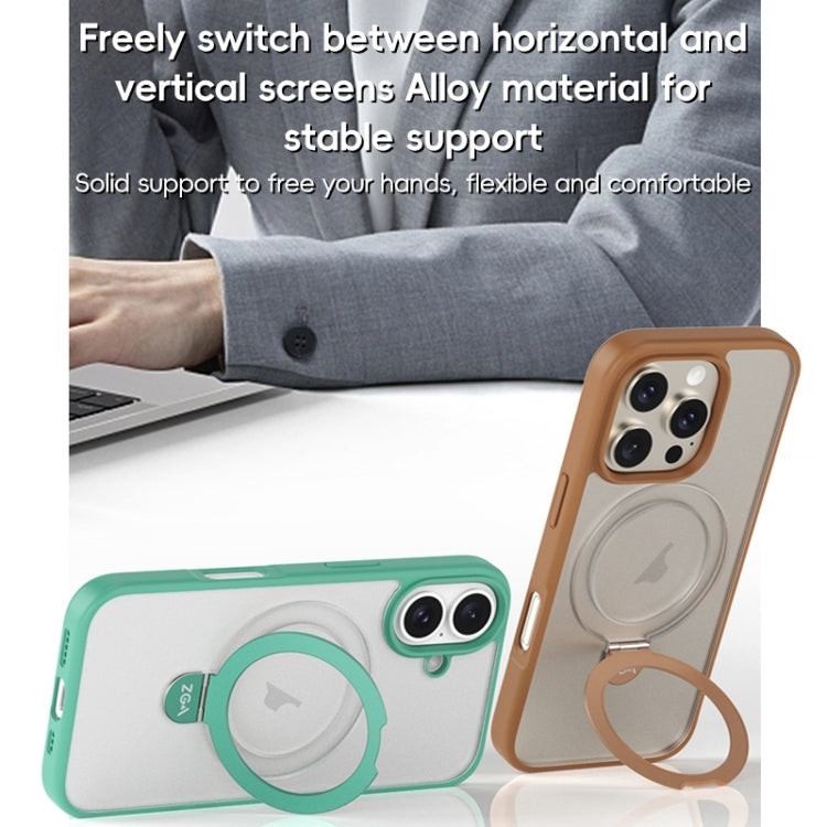 For iPhone 16 ZGA Magsafe Holder PC Hybrid TPU Phone Case(Black) - free shipping - PMC Jewellery - Order now!