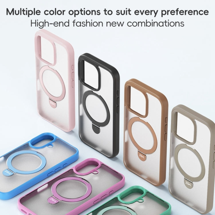 For iPhone 16 ZGA Magsafe Holder PC Hybrid TPU Phone Case(Black) - free shipping - PMC Jewellery - Order now!
