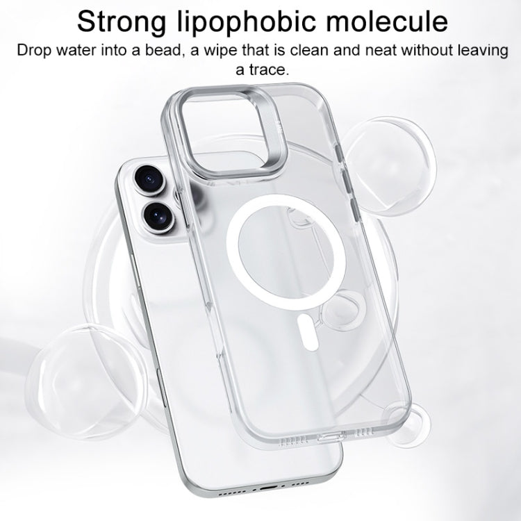 For iPhone 16 Pro TGVIS Stand Series MagSafe Phone Case with Lens Frame Holder(Transparent) - iPhone 16 Pro Cases by TGVIS | Online Shopping South Africa | PMC Jewellery | Buy Now Pay Later Mobicred