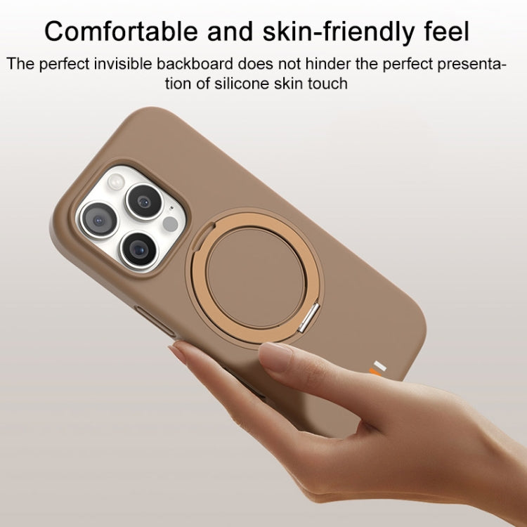 For iPhone 16 Pro Max TGVIS GEEK Series MagSafe Silicone Phone Case with Rotating Holder(Bronze) - iPhone 16 Pro Max Cases by TGVIS | Online Shopping South Africa | PMC Jewellery | Buy Now Pay Later Mobicred