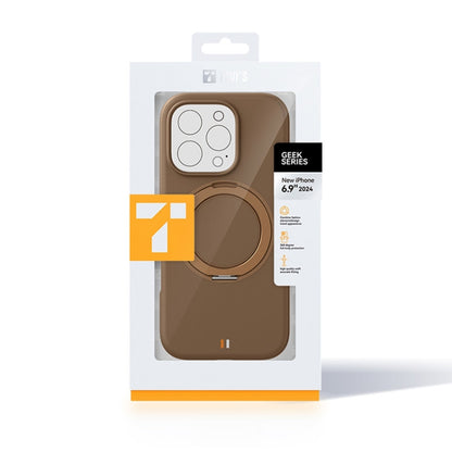 For iPhone 16 Pro TGVIS GEEK Series MagSafe Silicone Phone Case with Rotating Holder(Bronze) - iPhone 16 Pro Cases by TGVIS | Online Shopping South Africa | PMC Jewellery | Buy Now Pay Later Mobicred