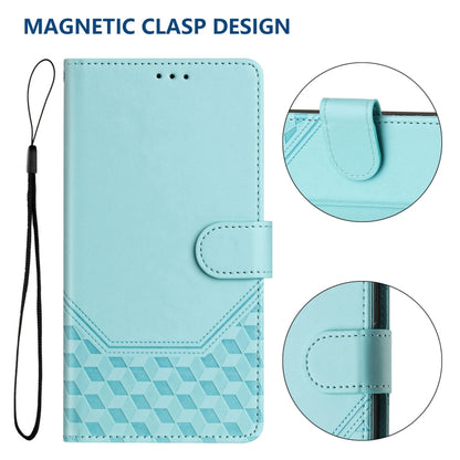 For Motorola Moto G Play 4G 2024 Oversea Honeycomb Embossing RFID Leather Phone Case(Mint Green) - Motorola Cases by PMC Jewellery | Online Shopping South Africa | PMC Jewellery | Buy Now Pay Later Mobicred