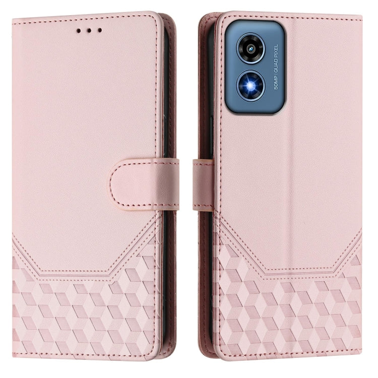 For Motorola Moto G Play 4G 2024 Oversea Honeycomb Embossing RFID Leather Phone Case(Pink) - Motorola Cases by PMC Jewellery | Online Shopping South Africa | PMC Jewellery | Buy Now Pay Later Mobicred