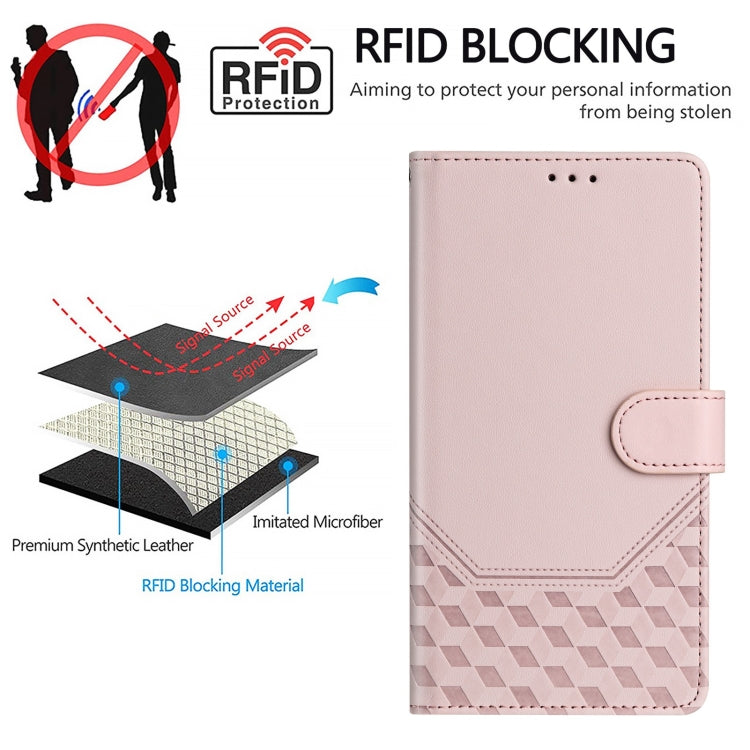 For Motorola Moto G Play 4G 2024 Oversea Honeycomb Embossing RFID Leather Phone Case(Pink) - Motorola Cases by PMC Jewellery | Online Shopping South Africa | PMC Jewellery | Buy Now Pay Later Mobicred