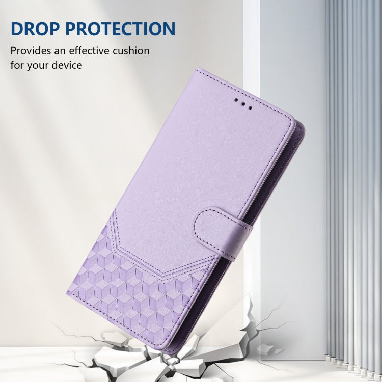 For Motorola Moto G Play 4G 2024 Oversea Honeycomb Embossing RFID Leather Phone Case(Light Purple) - Motorola Cases by PMC Jewellery | Online Shopping South Africa | PMC Jewellery | Buy Now Pay Later Mobicred