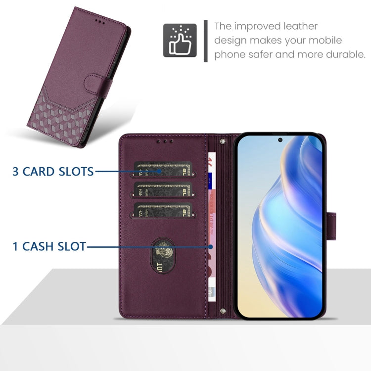 For Motorola Moto G Play 4G 2024 Oversea Honeycomb Embossing RFID Leather Phone Case(Violet) - Motorola Cases by PMC Jewellery | Online Shopping South Africa | PMC Jewellery | Buy Now Pay Later Mobicred