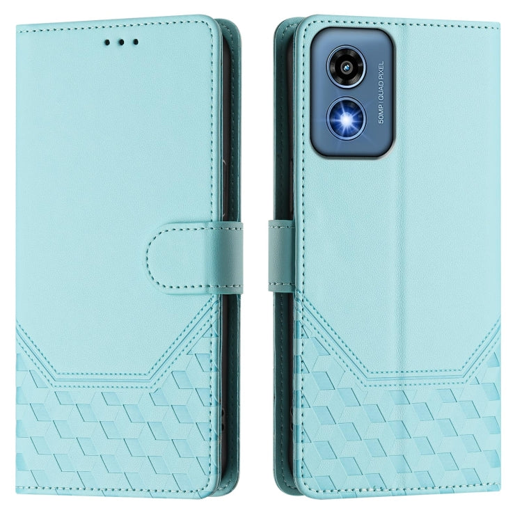 For Motorola Moto G Play 5G 2024 Oversea Honeycomb Embossing RFID Leather Phone Case(Mint Green) - Motorola Cases by PMC Jewellery | Online Shopping South Africa | PMC Jewellery | Buy Now Pay Later Mobicred