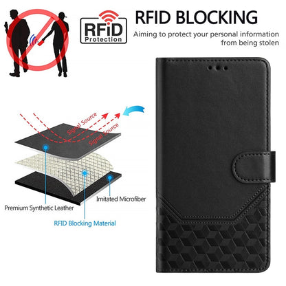 For Motorola Moto G Play 5G 2024 Oversea Honeycomb Embossing RFID Leather Phone Case(Black) - Motorola Cases by PMC Jewellery | Online Shopping South Africa | PMC Jewellery | Buy Now Pay Later Mobicred