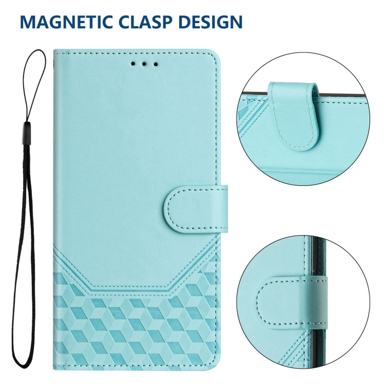 For Motorola Moto G 5G 2024 Oversea Honeycomb Embossing RFID Leather Phone Case(Mint Green) - Motorola Cases by PMC Jewellery | Online Shopping South Africa | PMC Jewellery | Buy Now Pay Later Mobicred