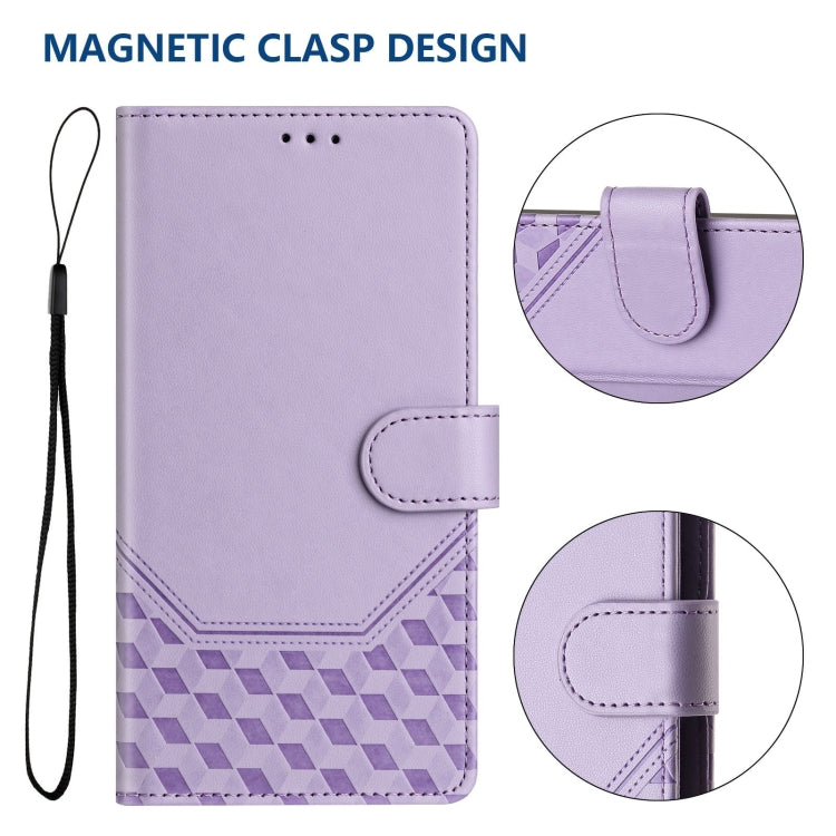 For Motorola Moto G 5G 2024 Oversea Honeycomb Embossing RFID Leather Phone Case(Light Purple) - Motorola Cases by PMC Jewellery | Online Shopping South Africa | PMC Jewellery | Buy Now Pay Later Mobicred