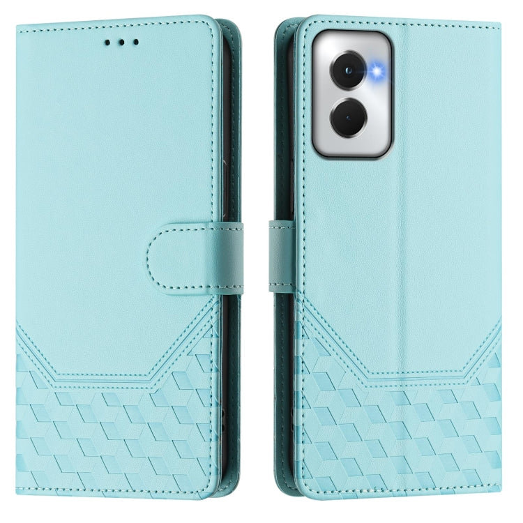 For Motorola Moto G Power 5G 2024 Honeycomb Embossing RFID Leather Phone Case(Mint Green) - Motorola Cases by PMC Jewellery | Online Shopping South Africa | PMC Jewellery | Buy Now Pay Later Mobicred