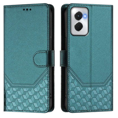 For Motorola Moto G Power 5G 2024 Honeycomb Embossing RFID Leather Phone Case(Peacock Green) - Motorola Cases by PMC Jewellery | Online Shopping South Africa | PMC Jewellery | Buy Now Pay Later Mobicred