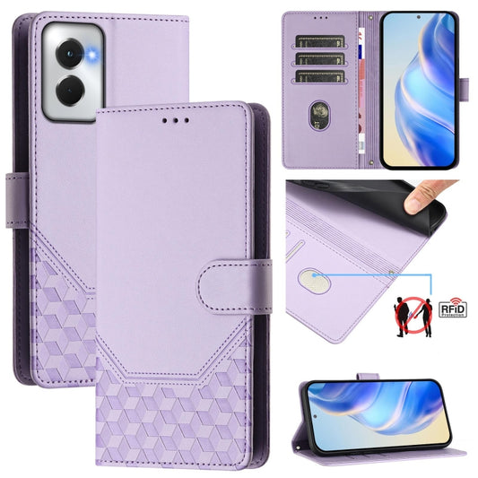 For Motorola Moto G Power 5G 2024 Honeycomb Embossing RFID Leather Phone Case(Light Purple) - Motorola Cases by PMC Jewellery | Online Shopping South Africa | PMC Jewellery | Buy Now Pay Later Mobicred